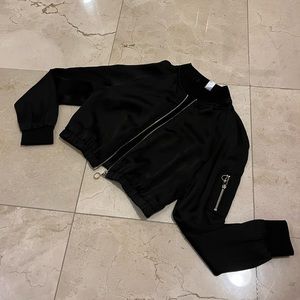 H&M black jacket zip womens